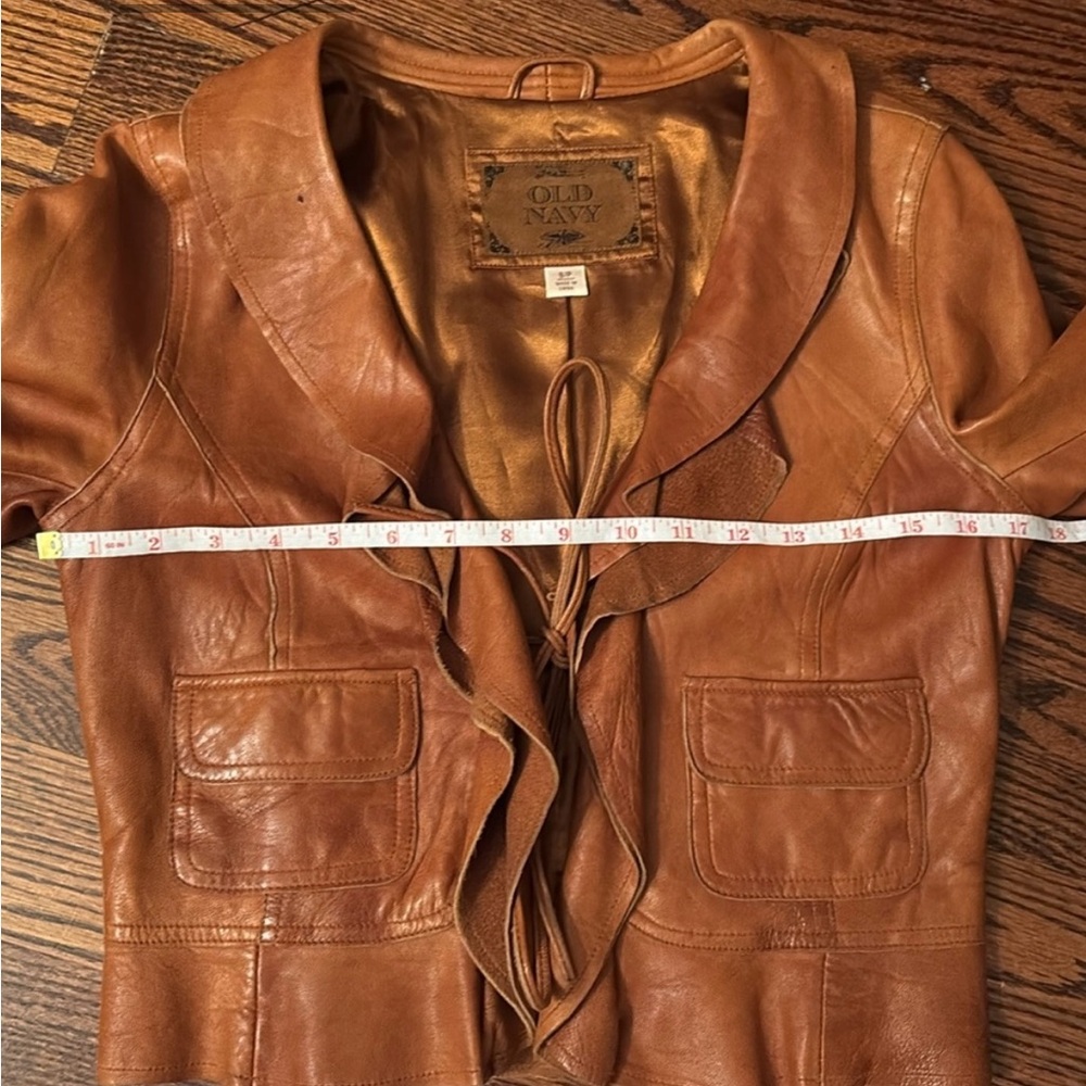 Old Navy Brown Leather Tie-Front Jacket - Picture 11 of 12